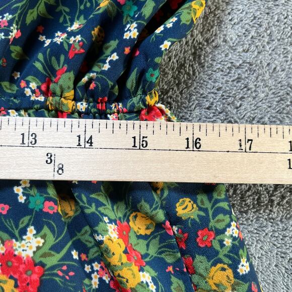 Tucker For Target Mini Dress Women XL Blue Micro Floral Cap Sleeve V-Neck Preppy - Picture 10 of 11